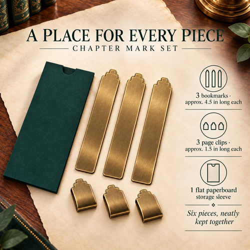 VORQYNA™ Chapter Mark Set — Metal Page Clips and Slim Bookmarks, 6-Piece Set