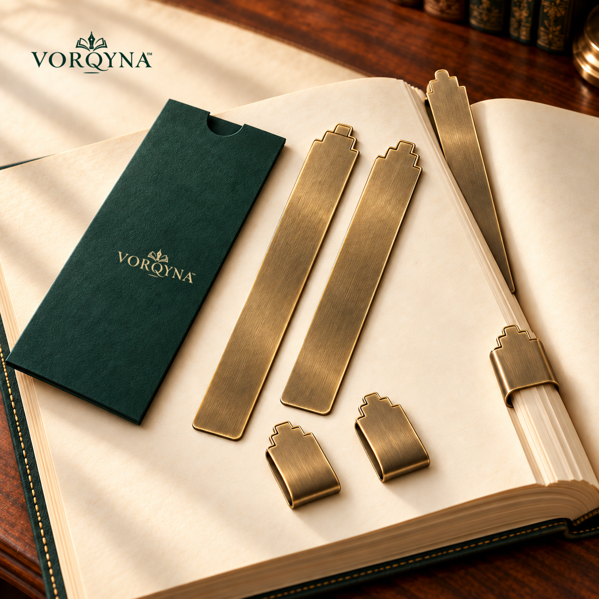 VORQYNA™ Chapter Mark Set — Metal Page Clips and Slim Bookmarks, 6-Piece Set