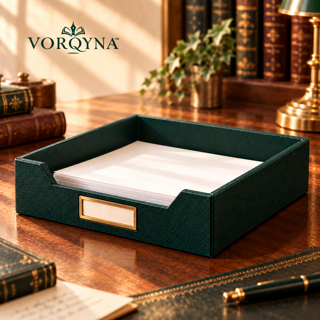 VORQYNA™ Library Letter Tray — Desktop Paper Organizer for U.S. Letter Documents