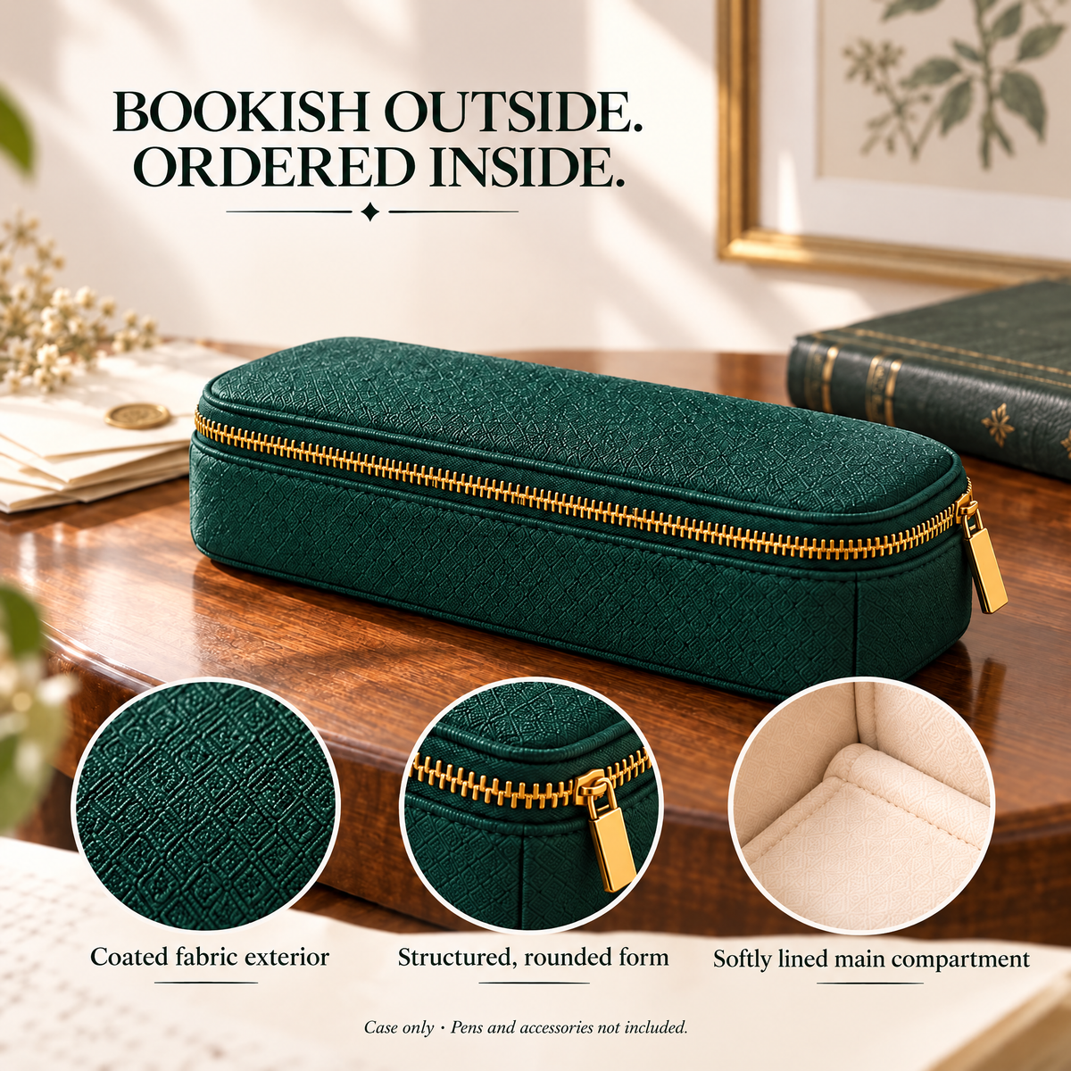 VORQYNA™ Archive Zipper Pen Case — Structured Pencil Pouch for Writing Tools