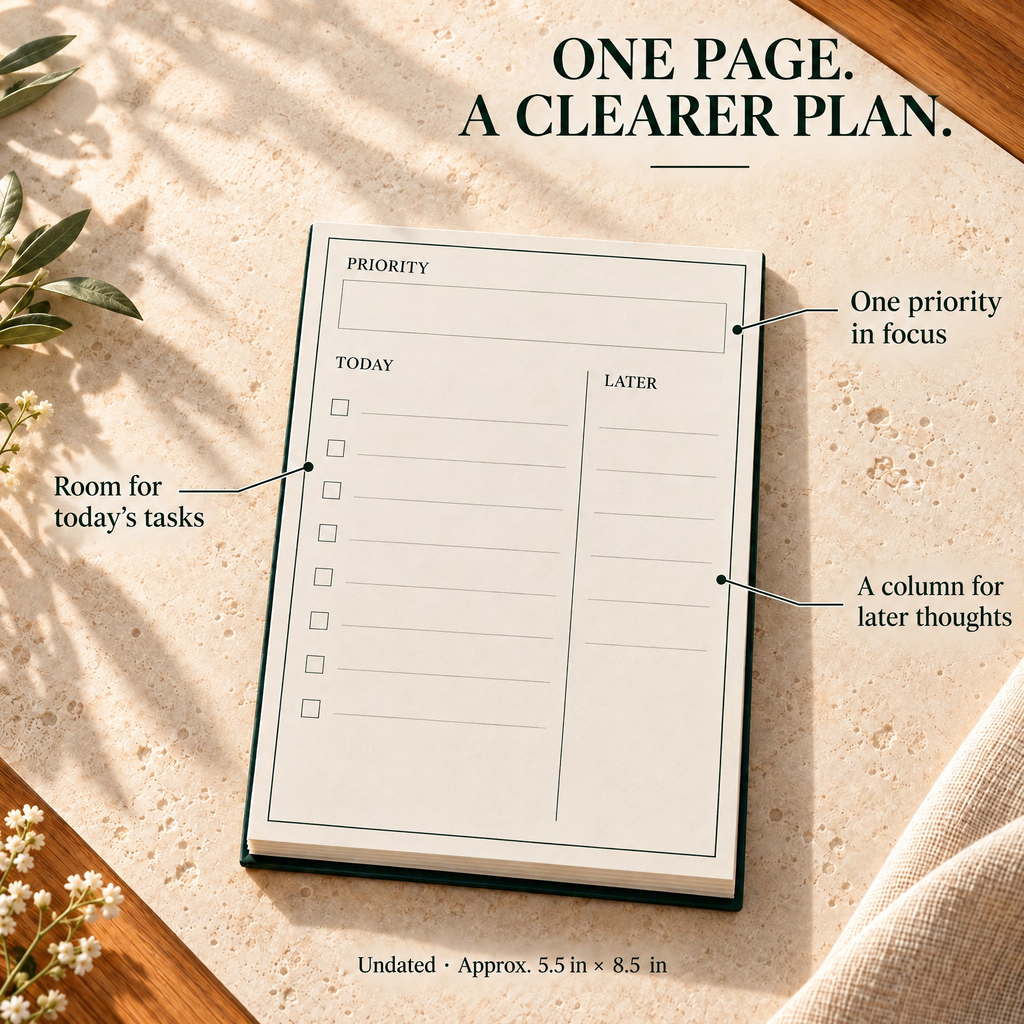 VORQYNA™ Margin Desk Notepad — Tear-Off Daily To-Do List, 80 Sheets