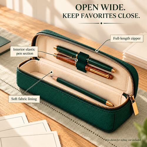 VORQYNA™ Archive Zipper Pen Case — Structured Pencil Pouch for Writing Tools