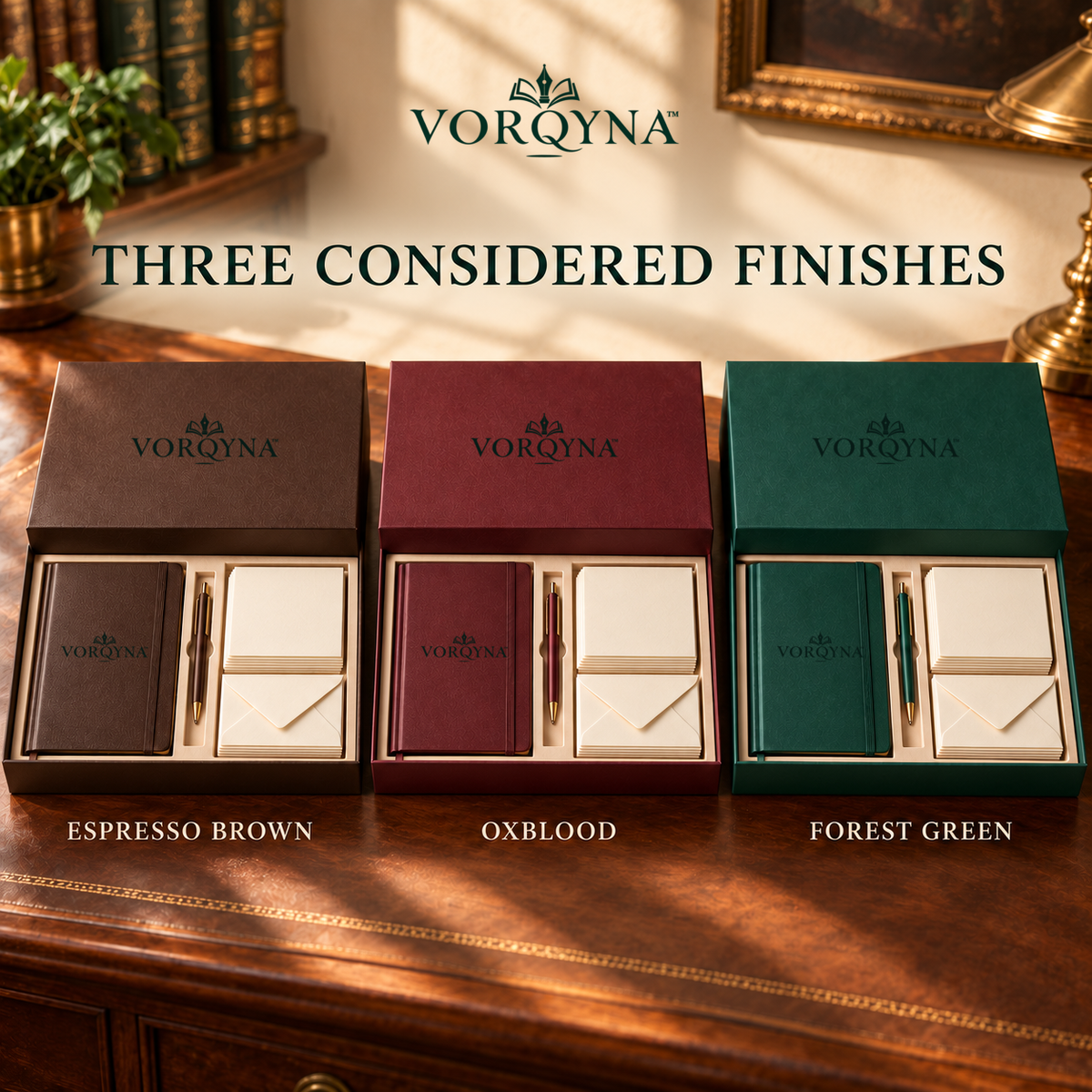 VORQYNA™ Writing Desk Edit — Journal, Gel Pen and Note Card Gift Set