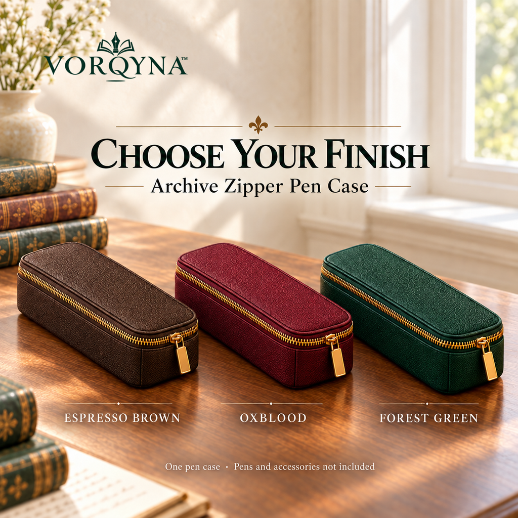 VORQYNA™ Archive Zipper Pen Case — Structured Pencil Pouch for Writing Tools