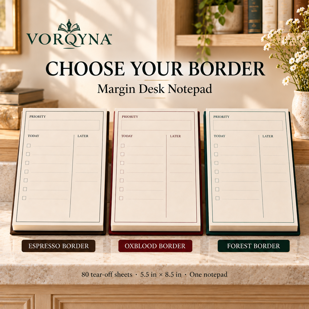VORQYNA™ Margin Desk Notepad — Tear-Off Daily To-Do List, 80 Sheets