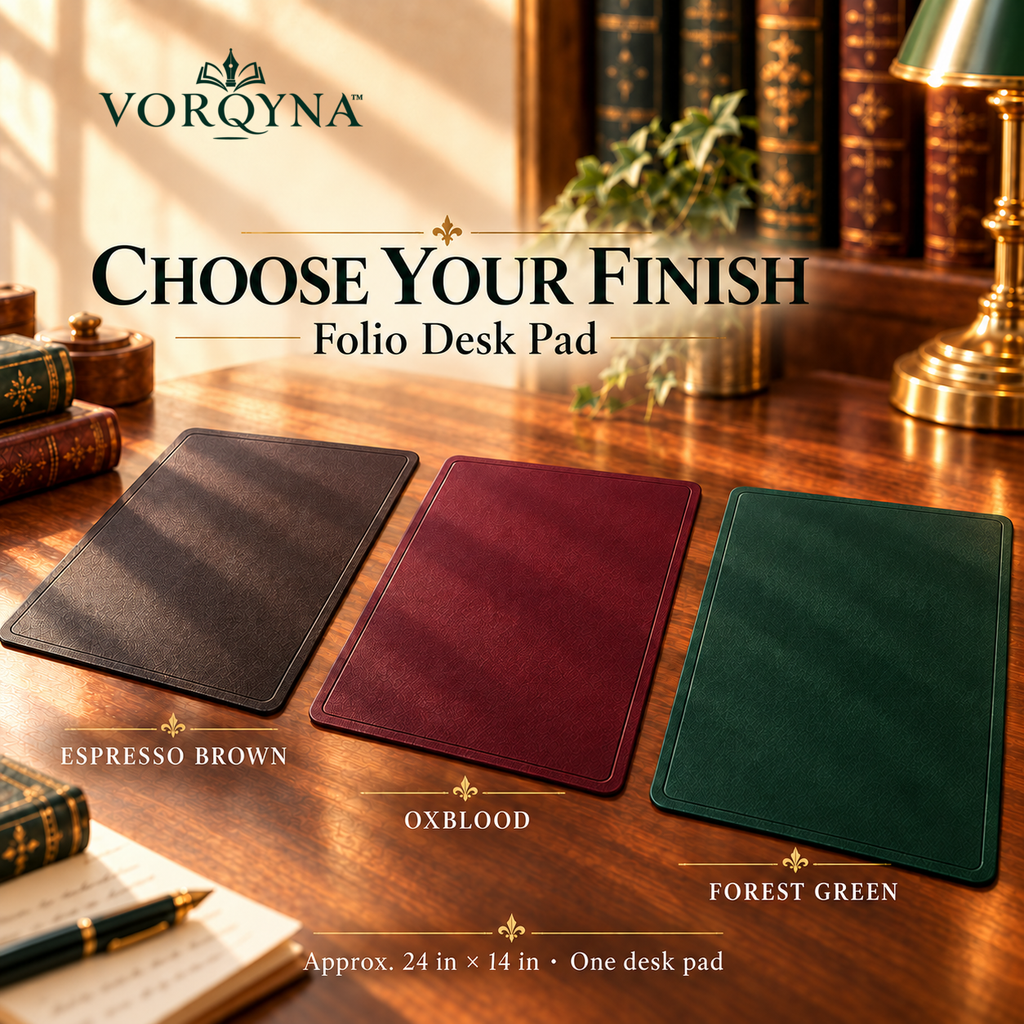 VORQYNA™ Folio Desk Pad — Large Writing Mat and Desktop Work Surface