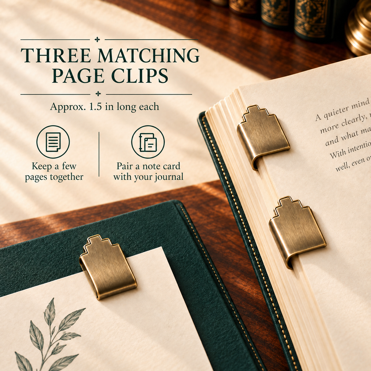 VORQYNA™ Chapter Mark Set — Metal Page Clips and Slim Bookmarks, 6-Piece Set