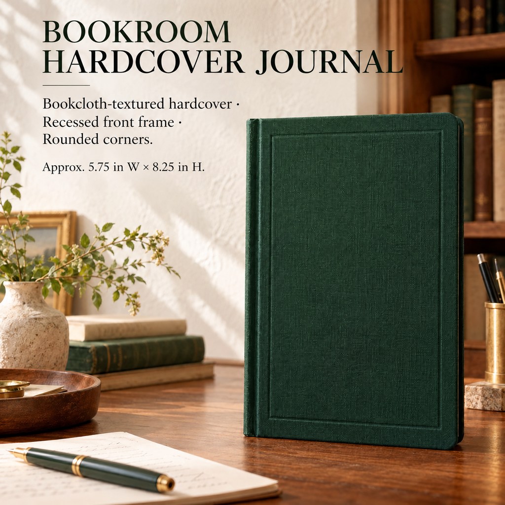VORQYNA™ Bookroom Hardcover Journal — Lined Writing Notebook, 192 Pages, Ribbon Bookmark