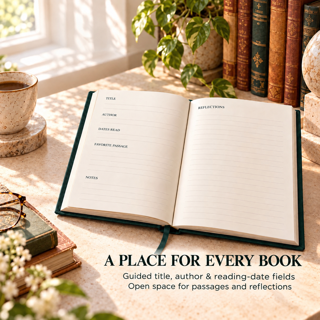 VORQYNA™ Reading Notes Notebook — Book Review Journal, Reading Log, 160 Pages