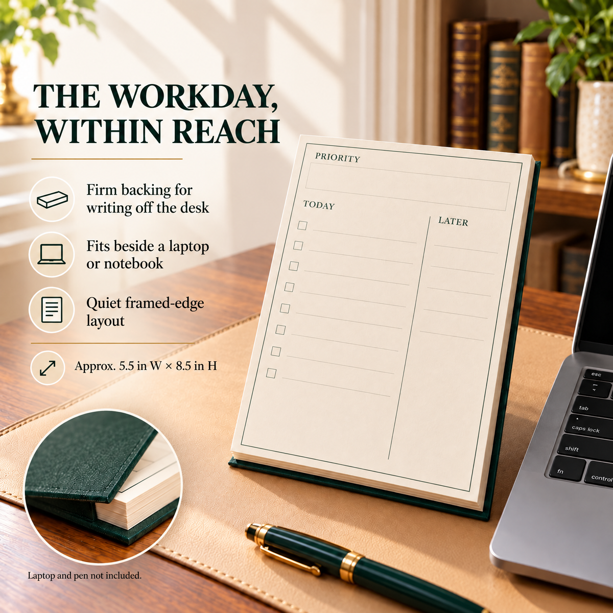 VORQYNA™ Margin Desk Notepad — Tear-Off Daily To-Do List, 80 Sheets